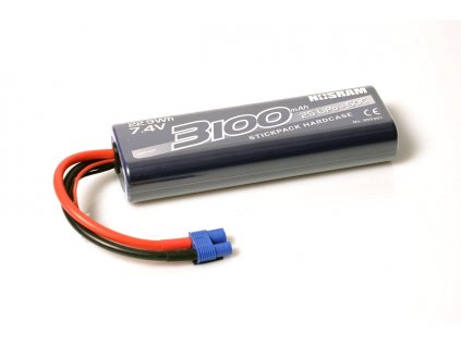 NOSRAM 3100mAh - 7.4V - 50C LiPo Car Stickpack Hardcase - EC3 connector