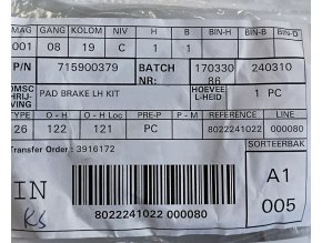 Kit pad brake F/L 715900379