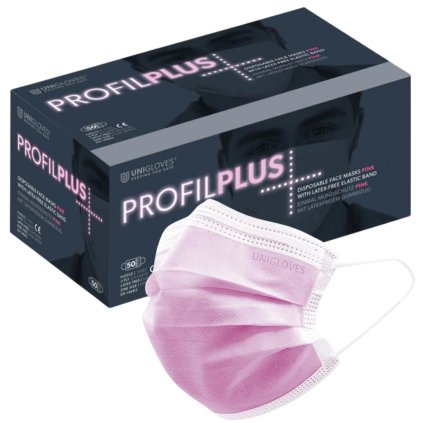 Ruzove zdravotnicke ruska unigloves profil plus trojvrstvove 50 ks