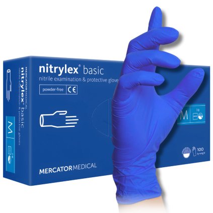 Poškodene nitrilove rukavice nitrylex basic dark blue