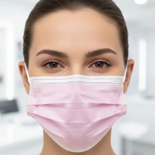 Pohodlné 3-vrstvové ružové zdravotnícke rúška Profil Plus Typ IIR s mäkkou guľatou gumičkou bez latexu, z hypoalergénneho...