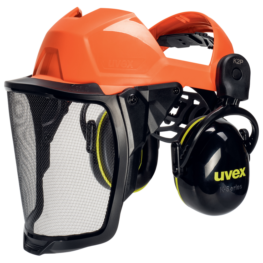 uvex pheos faceguard s mřížkou a mušlovými chrániči sluchu K2P