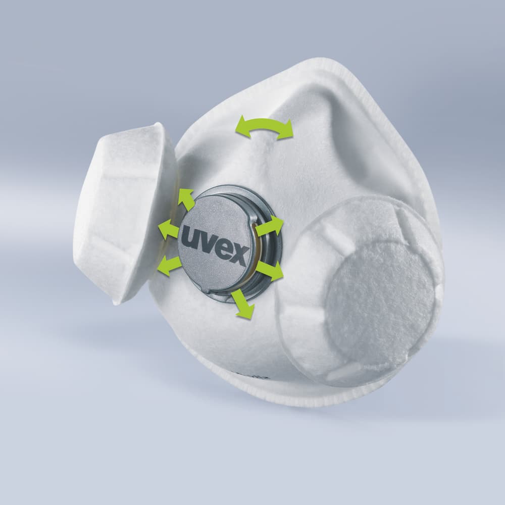 Proudění vzduchu a systém climazone respirátoru uvex silv-Air e 7333