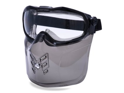 PS22 Čiré uzavřené ochranné brýle s chráničem obličeje