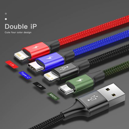 5952 multifunkcni kabel usb 4v1 usb a do usb c micro usb 2x lightning delka 1 2 m