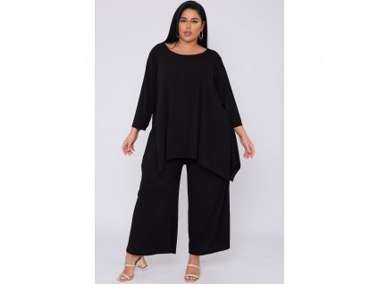 Asymetrický top s kalhotami  - barva černá