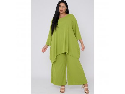 Asymetrický top s kalhotami .- barva zelená