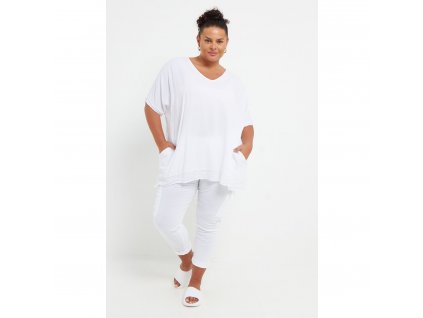 Top zdobený flitry - barva bílá