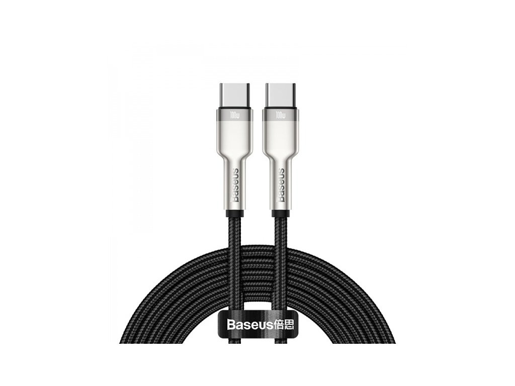 Baseus Cafule Series nabíjecí / datový kabel USB-C na USB-C s kovovými koncovkami 100W 2m, černá