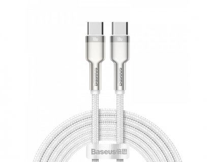 Baseus Cafule Series nabíjecí / datový kabel USB-C na USB-C s kovovými koncovkami 100W 2m, bílá