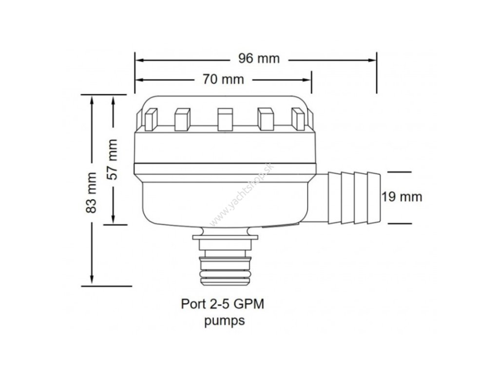 FILTER FLOJET 90° (Varianta 90° FILTER 40 MESH 3/4")