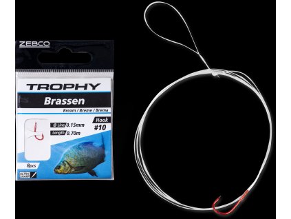 ZEBCOEU #8 Trophy Bream hook-to-nylon red Hooklength: 70cm