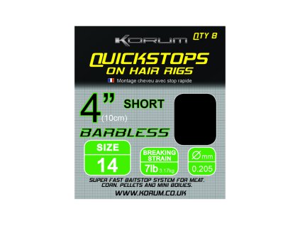 KORUM Hair Rigs With Quickstops 4 Size 16