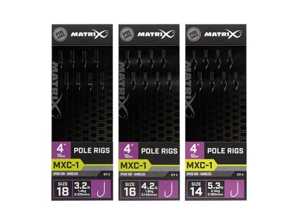 MATRIX MXC-1 4” Pole Rigs (Variant MXC-1 Size 18 Barbless / 0.125mm / 4" (10cm) Pole Rig - 8pcs)
