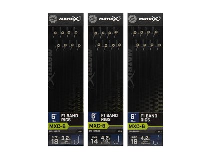 MATRIX MXC-6 6” F1 Bands (Variant MXC-6  Size 18 Barbless / 0.125mm / 6" (15cm) F1 Band - 8pcs)