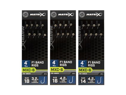 MATRIX MXC-6 4” F1 Bands (Variant MXC-6  Size 18 Barbless / 0.125mm / 4" (10cm) F1 Band - 8pcs)