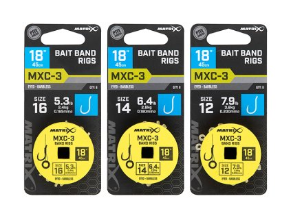 MATRIX MXC-3 18” Bait Band Rigs (Variant MXC-3 Size 16 Barbless / 0.165mm / 18" (45cm) / Band - 8pcs)
