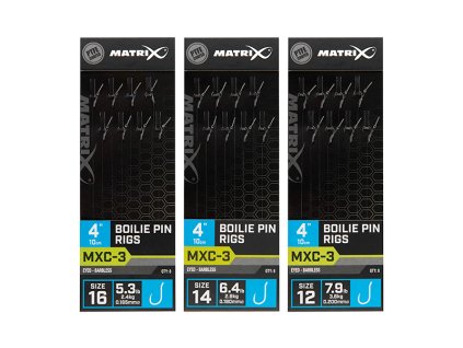 MATRIX MXC-3 4” Boilie Pin Rigs (Variant MXC-3 Size 16 Barbless / 0.165mm / 4" (10cm) / Boilie Pin - 8pcs)