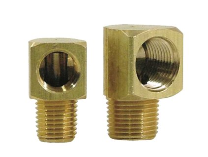 MTM Mosadzné koleno so závitom NPT na pripojenie palivového potrubia k nádrži 3/8 x 3/8"