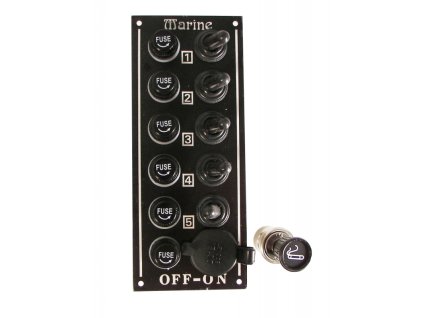 pannello a 5 interruttori con presa di corrente