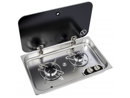 piano cottura 2 fuochi con coperchio