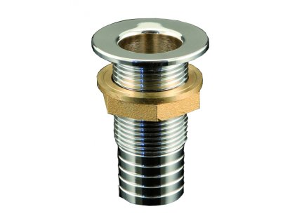 CHRÓMOVANÝ MOSADZNÝ PRIECHODNÝ TRUP S HADICOVOU PRÍPOJKOU (Varianta THROUGH HULL 3/8)