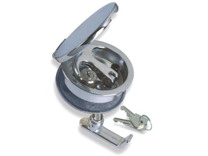 CHRÓMOVANÝ MOSADZNÝ ZÁMOK NA ZAPUSTENIE Ø MM.84 (Varianta FLUSH HATCH WIHT LOCK)