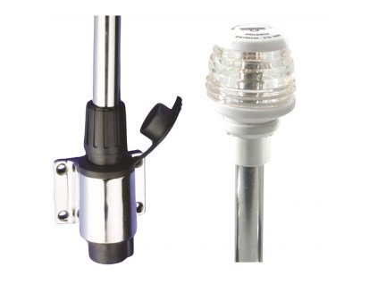 asta estraibile con base a parete e fanale bianco