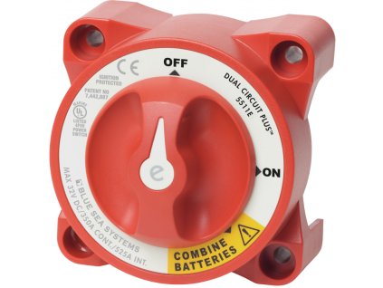 BLUE SEA BATÉRIOVÉ SPÍNAČE S DVOJITÝM OBVODOM PLUS SÉRIA E (Varianta BATTERY SWITCHES DUAL CIRCUIT PLUS SERIES E)