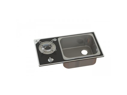 piano cottura in vetro 1 fuoco e lavello