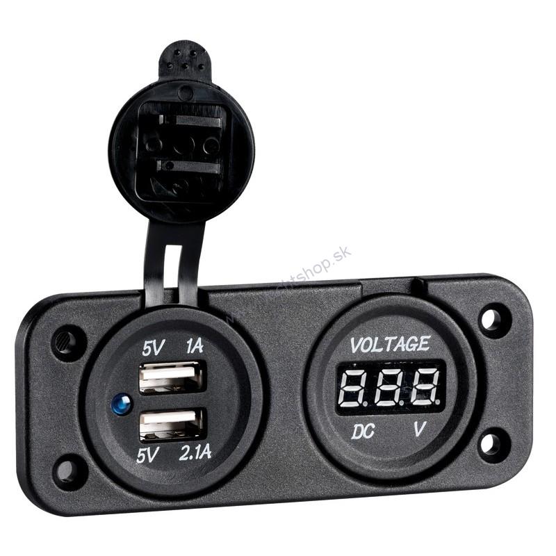 OSCULATI Digitálny voltmeter a dvojitá USB (2 x 2,4 A) zásuvka