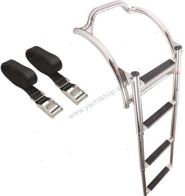 MTM Skladací teleskopický rebrík nerezový pre nafukovací čln 4 stupne
