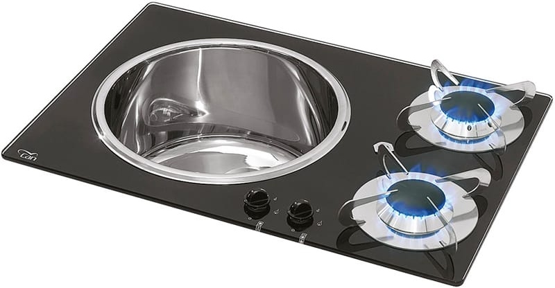 CAN PV1360 2 horáková plynová varná doska s drezom 2 x 2000W