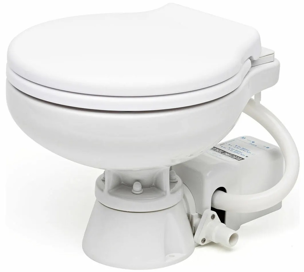 MATRO MARINE Compact elektrická toaleta 12 V mäkký plast sedadlo  Rozmery: šírka: 335 mm, vyška: 390 mm zatvorený, výška: 675 mm otvorený hĺbka: 420…