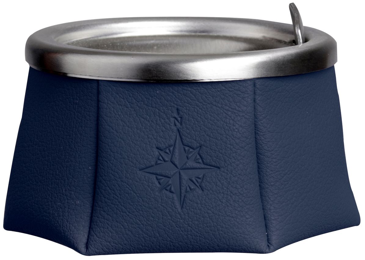 MARINE BUSINESS Popolník s vekom LEATHER navy modrý  Ashtray With Lid Windproof – Navy Blue
