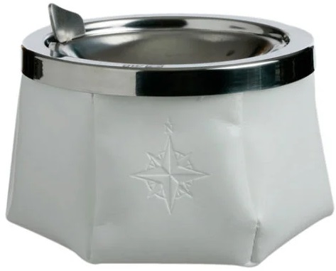 MARINE BUSINESS Popolník s vekom LEATHER biely  Ashtray With Lid Windproof - White