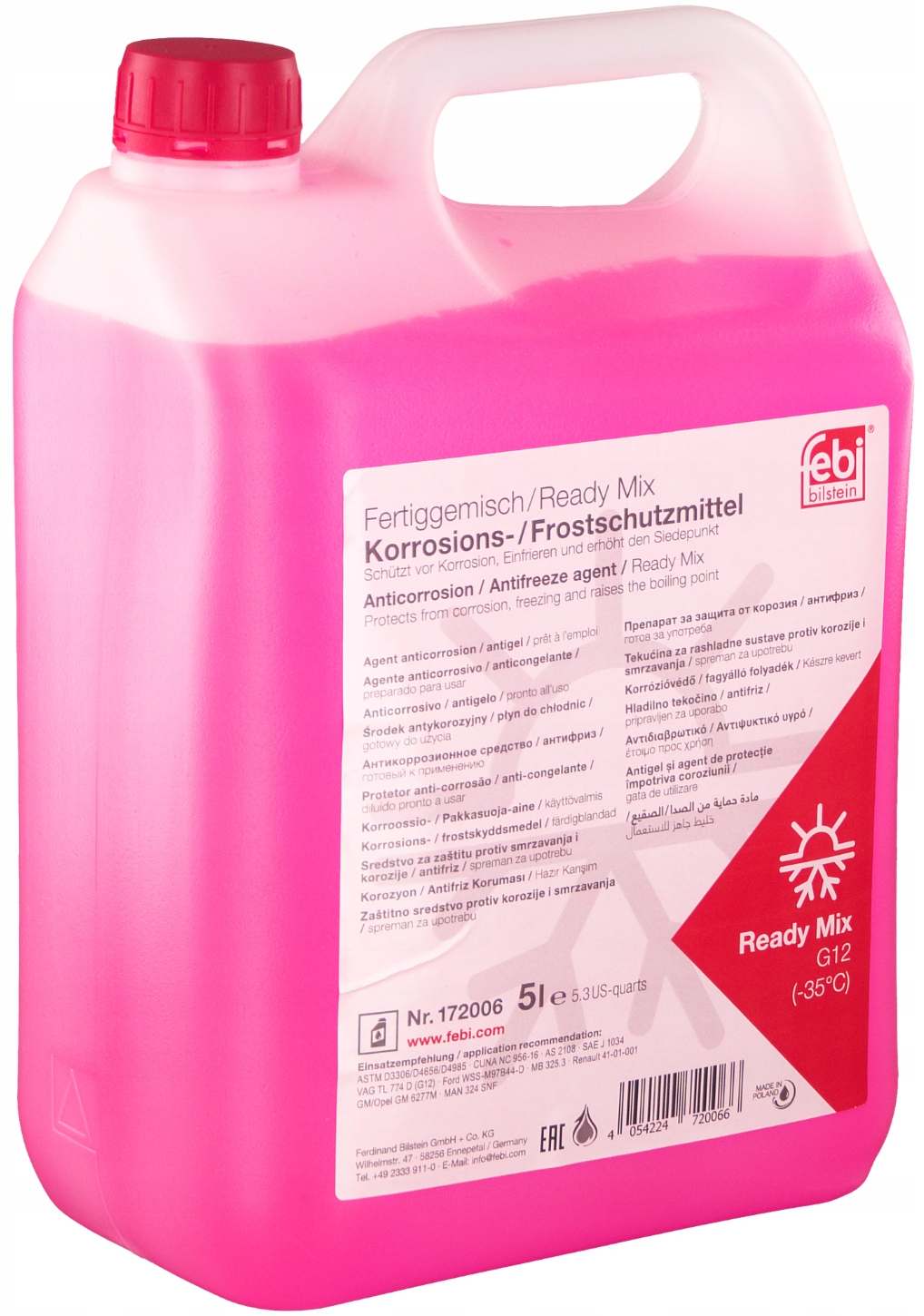 FEBI Nemrznúca zmes červená (G12++) -35°C, 5 L
