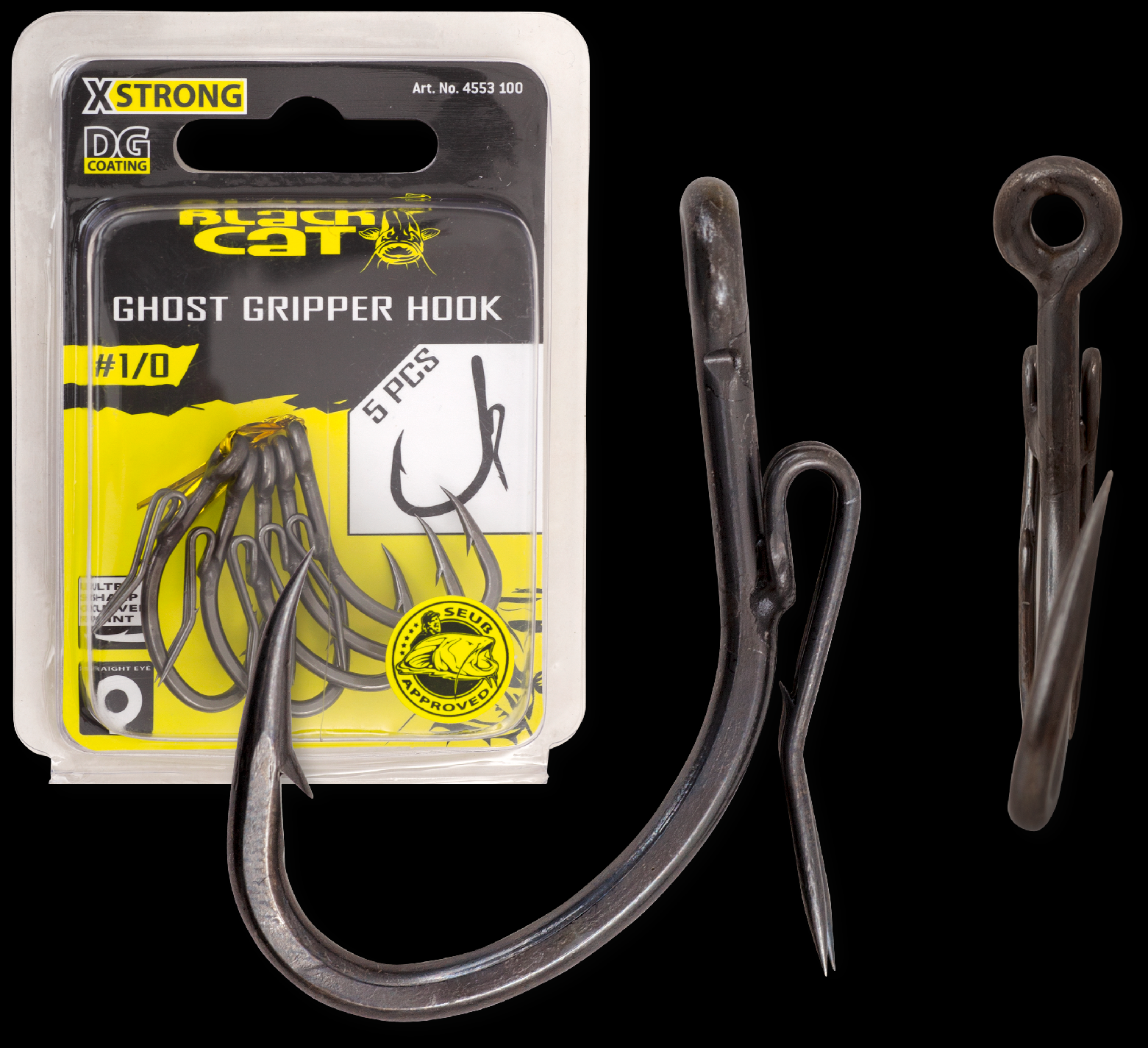 BLACKCAT #3/0 Ghost Gripper Hook DG DG coating 5 pcs