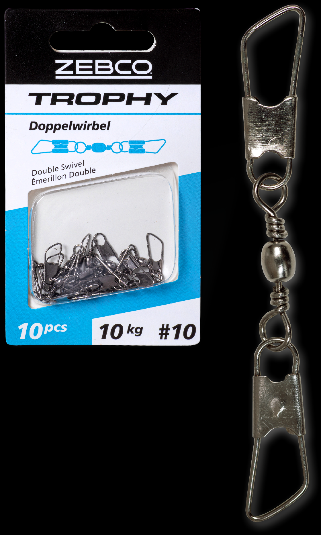 ZEBCOEU S: 6 L: 62mm Trophy Double Swivel 14 kg 6 pcs