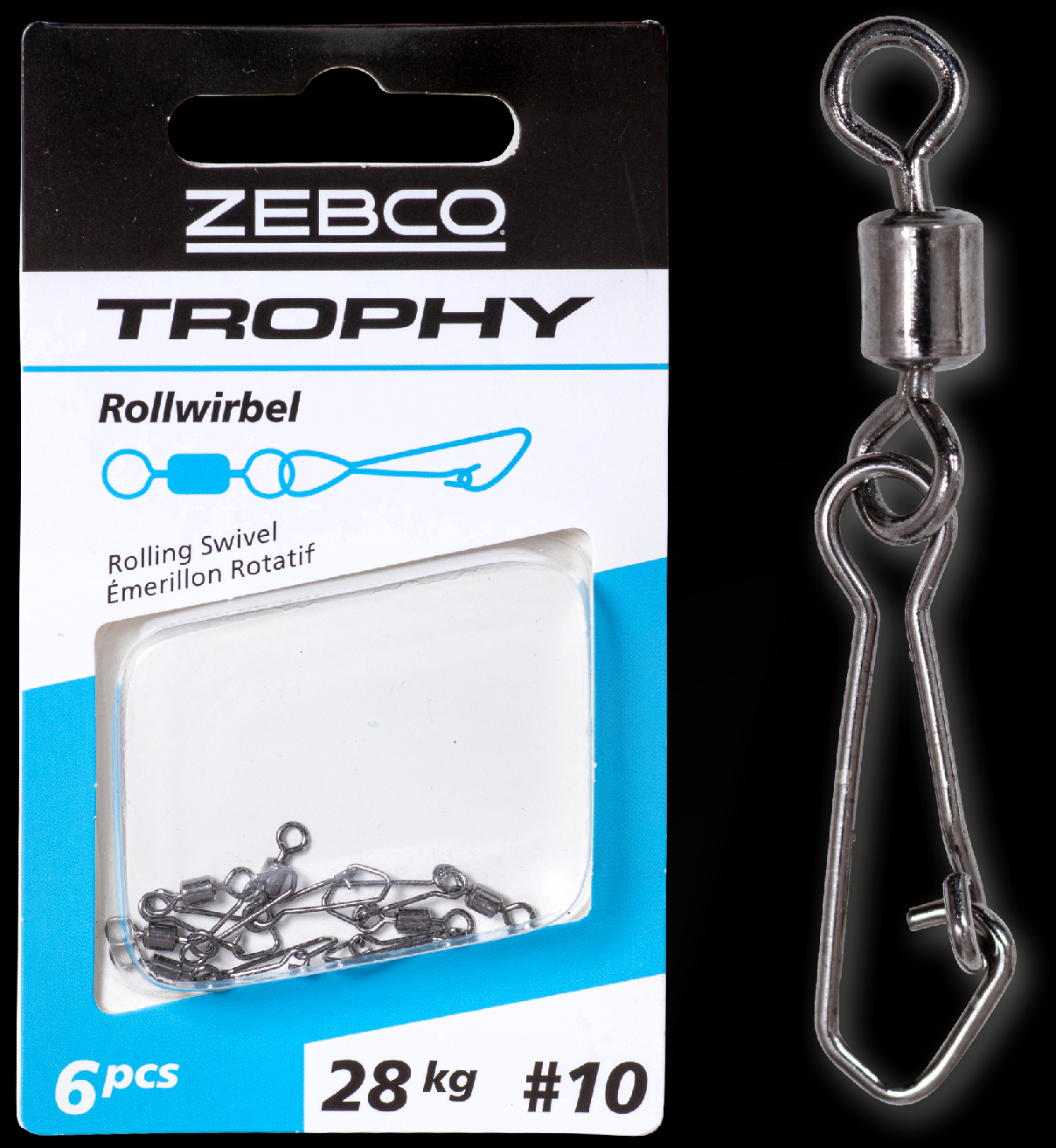 ZEBCOEU S: 6 L: 30mm Trophy Rolling Swivel 36kg 6 pcs