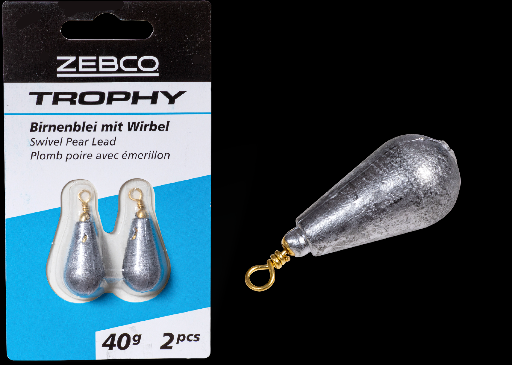 ZEBCOEU 7g Trophy Swivel Pear Lead 3 pcs