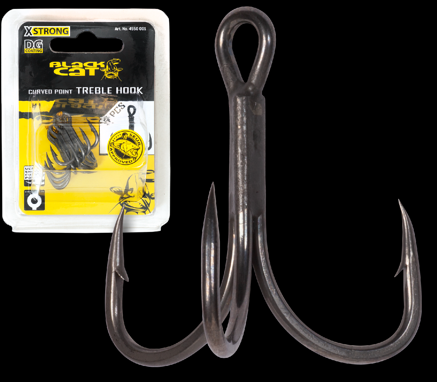 BLACKCAT #3/0 Curved Point Treble Hook DG DG coating 5 pcs
