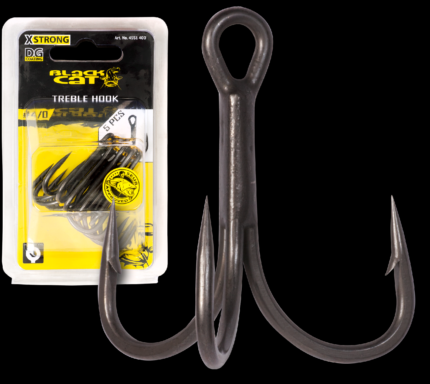 BLACKCAT #3/0 Treble Hook DG DG coating 5 pcs