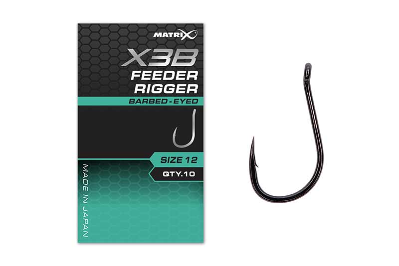 MATRIX X3B - Feeder Rigger Hooks Variant: X3B Feeder Rigger Size 10 Barbed - Eyed
