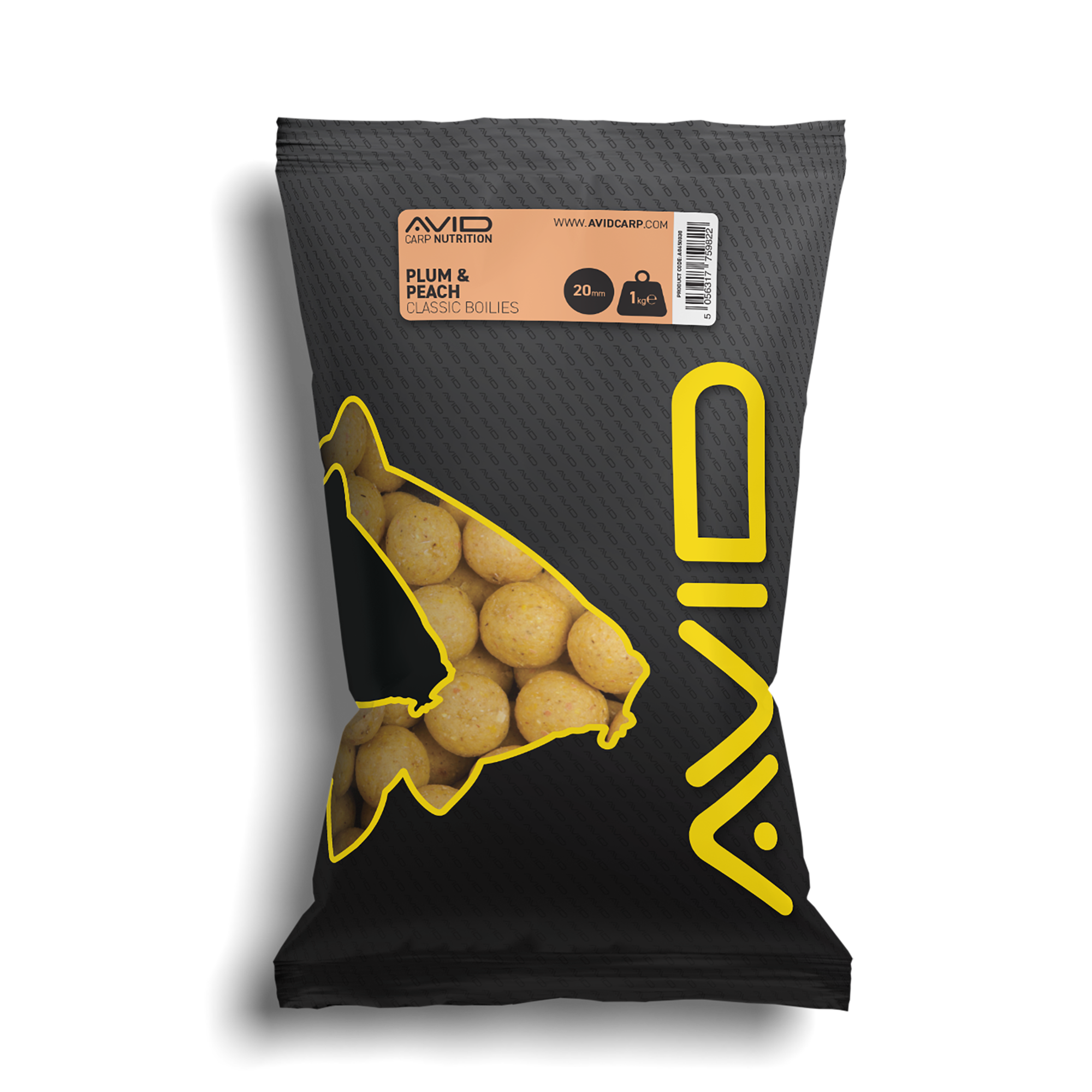 AVID Plum & Peach Boilies 20mm 1 kg