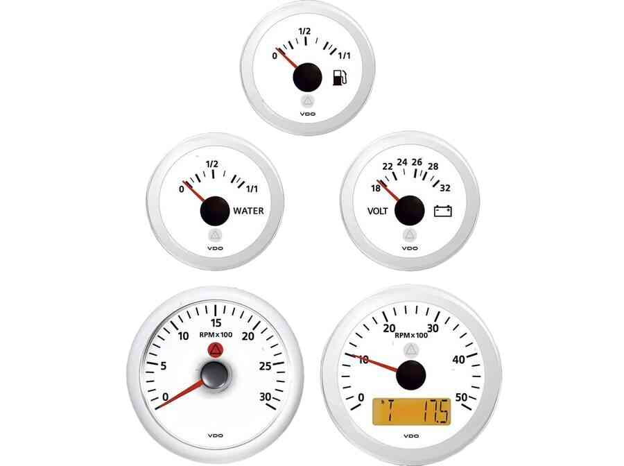 VDO VIEW-LINE Prístroje palubnej dosky biele 8-32 V s LED podsvietením Model: Voltmeter	18 – 32 V