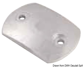 TECNOSEAL Konvexná zinková anódová doska 80x55 mm  Convex zinc anode plate 80x55 mm