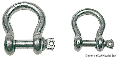 OSCULATI HDG oceľové pútko 6 mm  HDG steel bow shackle 6 mm Variant: Zakrivený záves, žiarovo pozinkovaná oceľ 10 mm