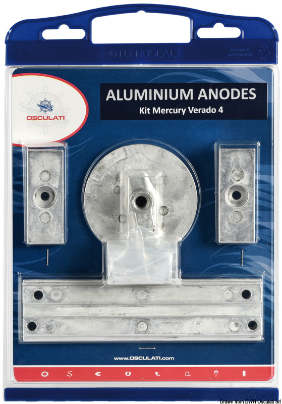 OSCULATI BY TENOSEAL Anódová súprava pre Mercury 4 ks hliník  Anode kit for Mercury 4-pcs. aluminium Variant: Anódová súprava pre Merkúr 4 ks. Hliník