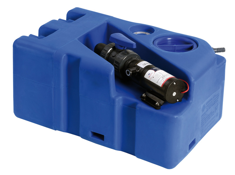 OSCULATI Nádrž na odpadovú vodu s macerátorom 12 V 50 l  Waste water tank w/macerator 12 V 50 l Variant: Nádrž na špinavú vodu s vrtuľníkom 12 V 70 l